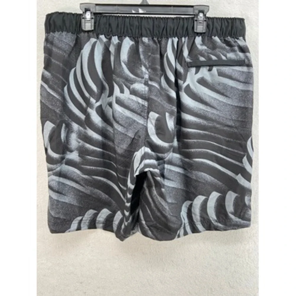 Speedo Swim‎ Trunks Mens XXL Gray Black Abstract Wave Print Board Pockets Lined
